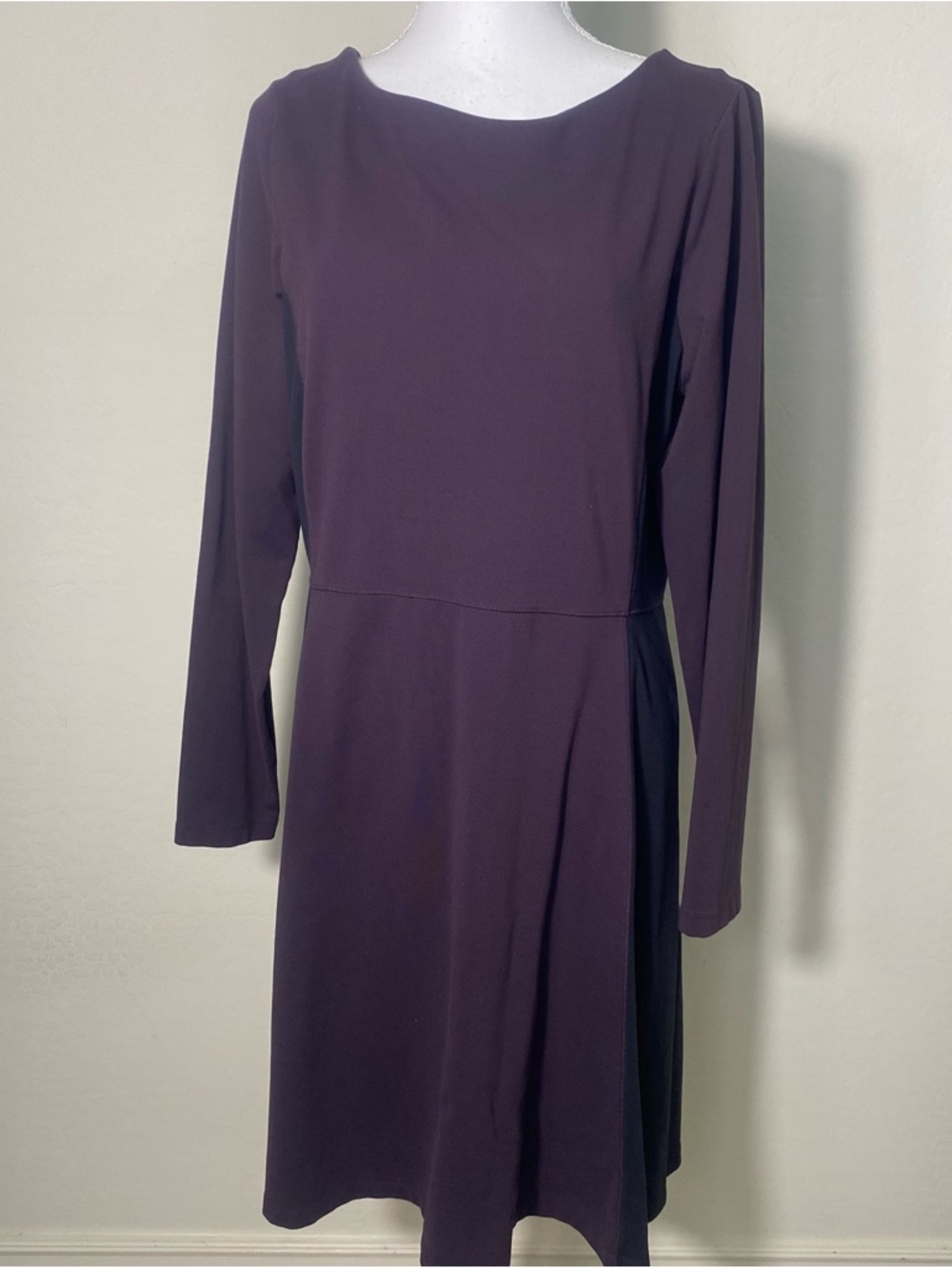 Athleta Long-Sleeve Dark Purple A-Line Dress Size L